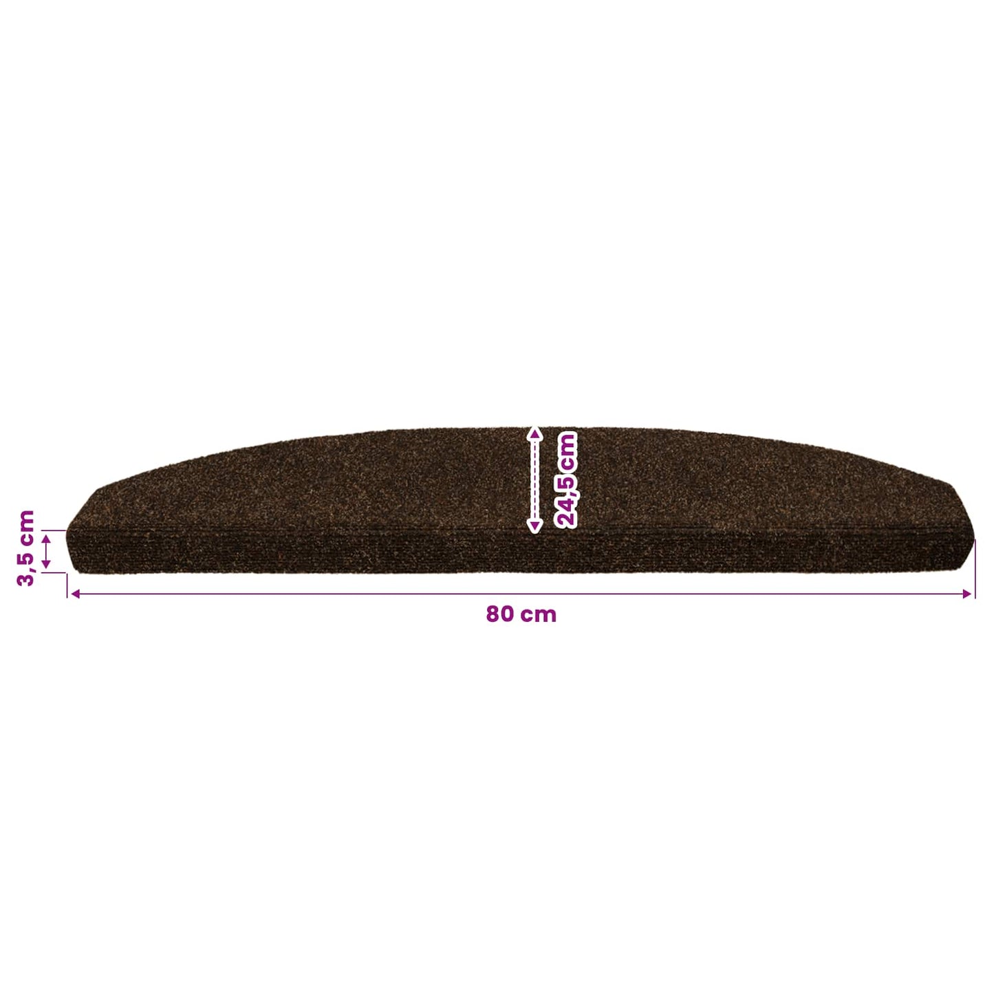 Selvlimende trappematter 15 pcs Brun 80 x 24,5 x 3,5 cm