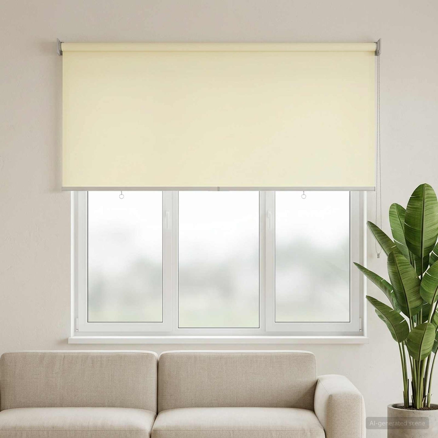 Rullegardin UV-beskyttelse Krem 120 x 140 cm Polyester