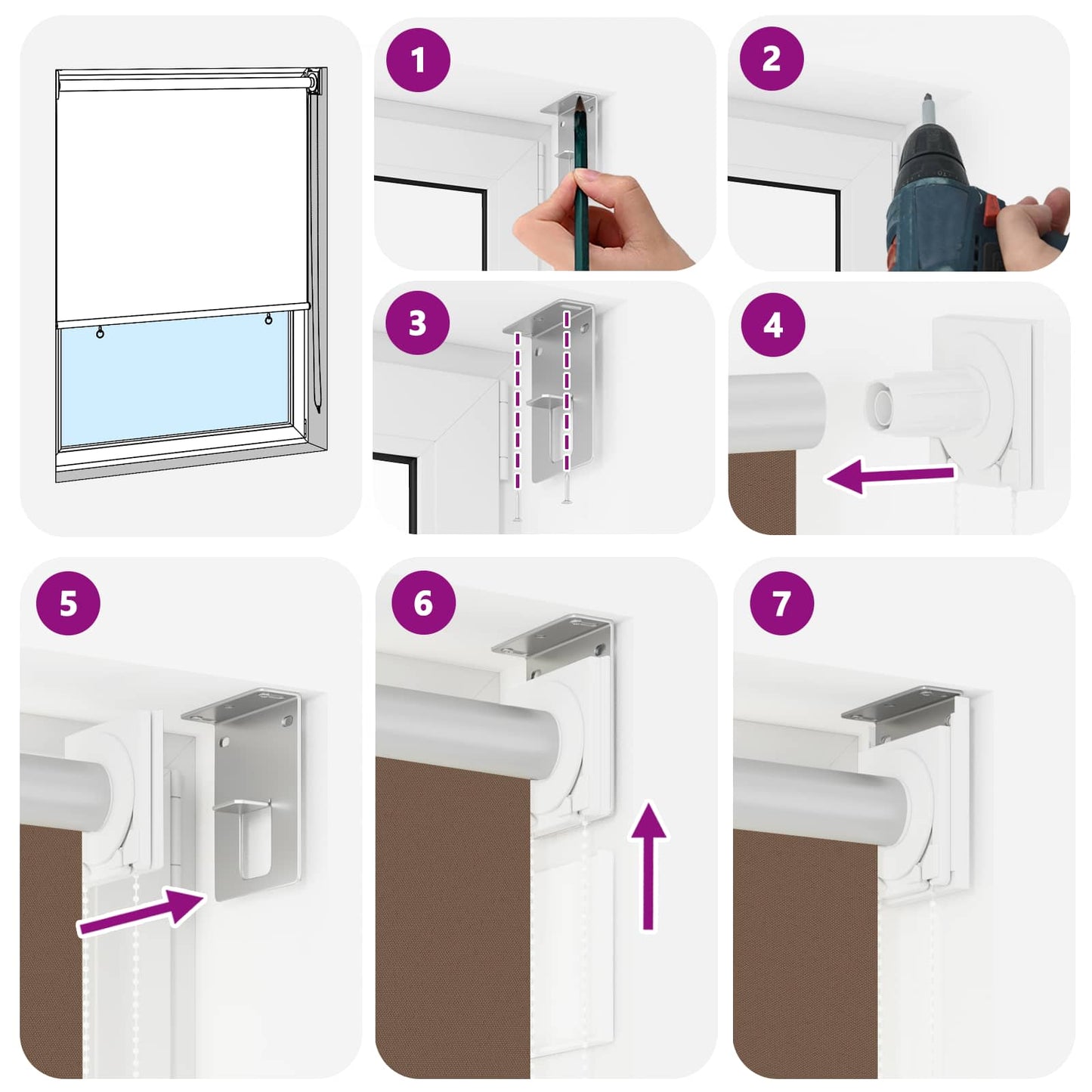 Rullegardin UV-beskyttelse Gråbrun 180 x 140 cm Polyester