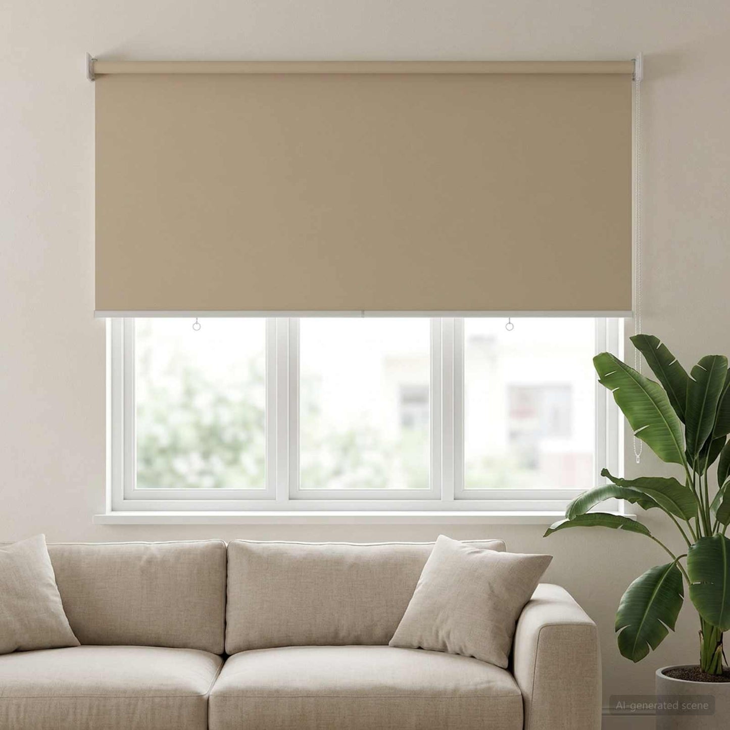 Rullegardin UV-beskyttelse Beige 140 x 140 cm Polyester