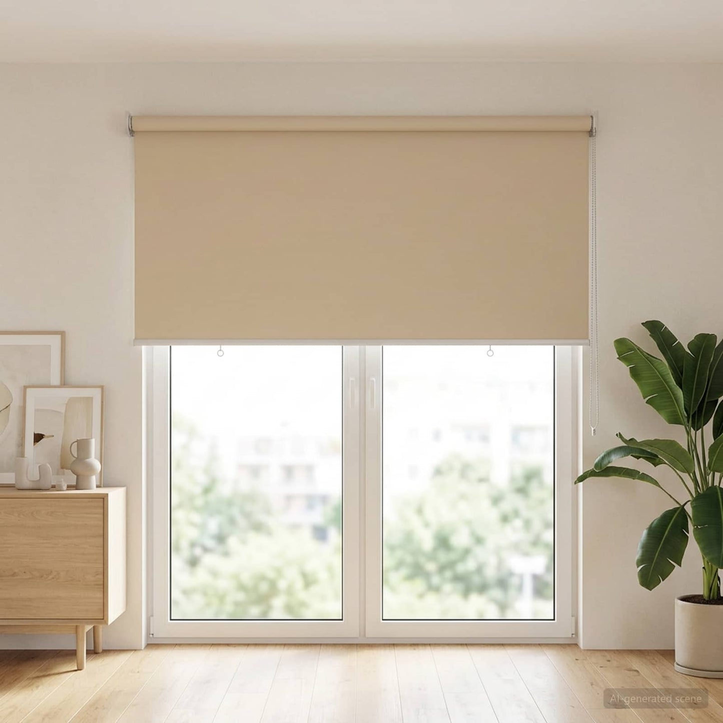 Rullegardin UV-beskyttelse Beige 140 x 230 cm Polyester