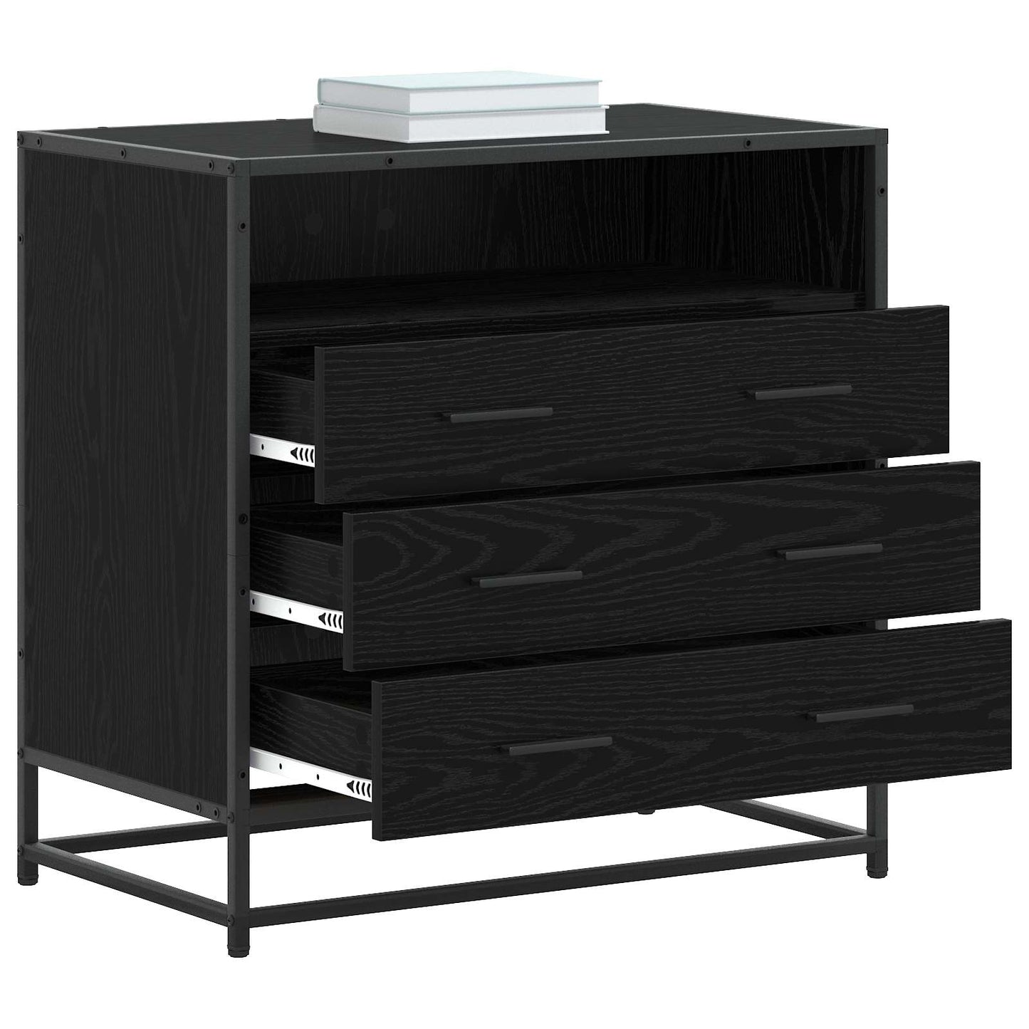 Skuffeskap 3-Skuff Svart eik 70 x 41 x 70 cm Konstruert tre