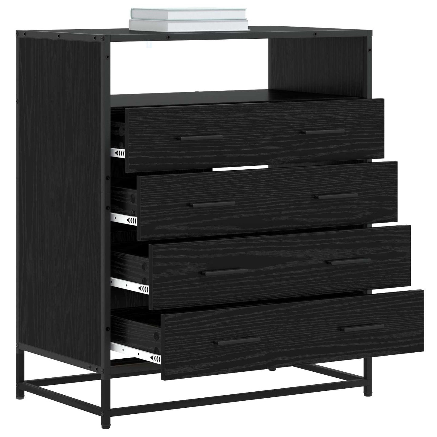 Skuffeskap 4-Skuff Svart eik 70 x 41 x 83,5 cm Konstruert tre