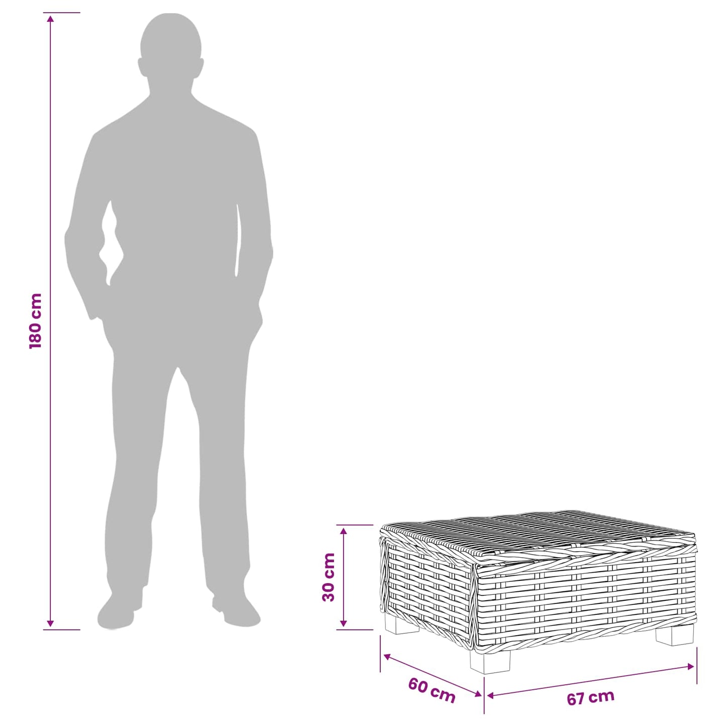 Kaffebord GENDT Naturlig Rattan Naturlig 67 x 60 x 30 cm