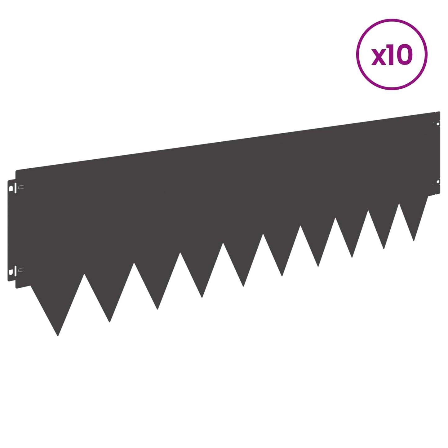 Gjerdekant 10 pcs 103 x 30 cm metall Svart