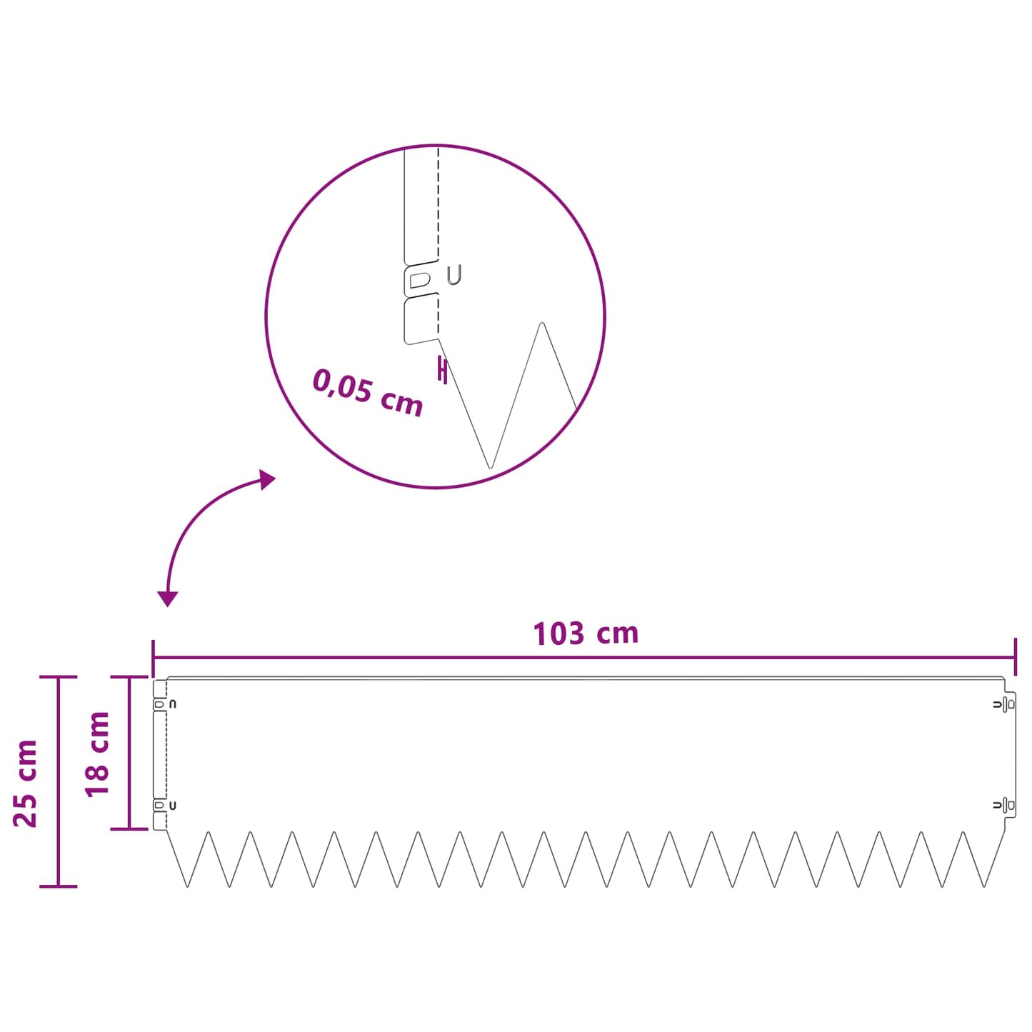 Gjerdekant 10 pcs 103 x 25 cm Stål Svart