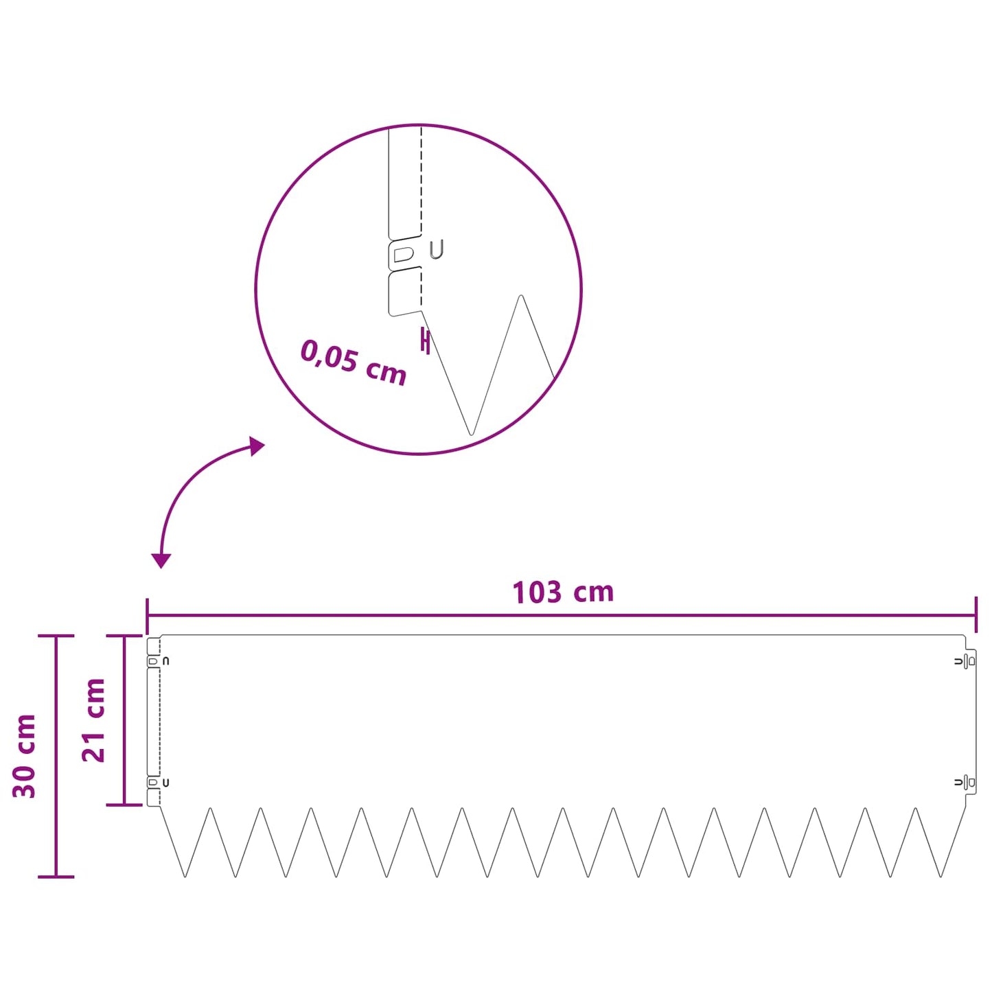 Gjerdekant 20 pcs 103 x 30 cm Stål Antrasitt