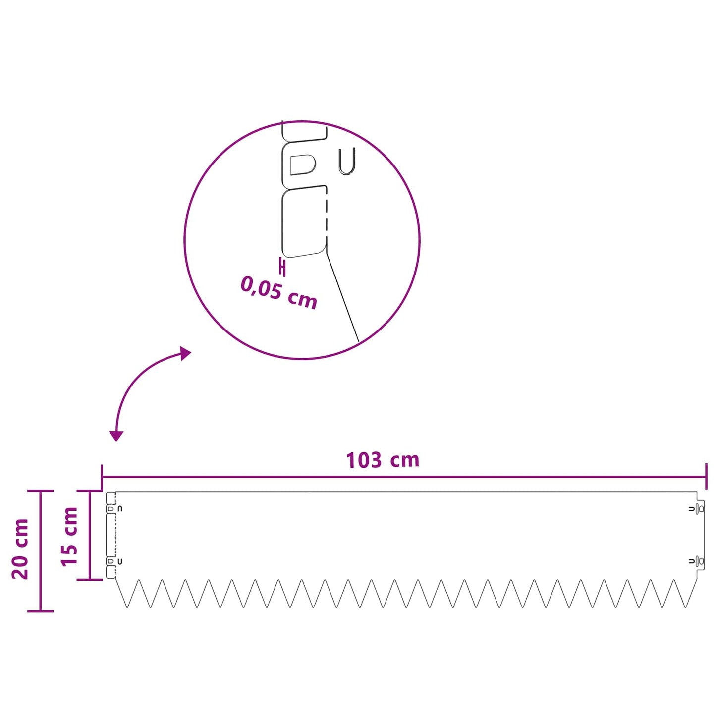 Gjerdekant 10 pcs 103 x 20 cm Stål Hvit