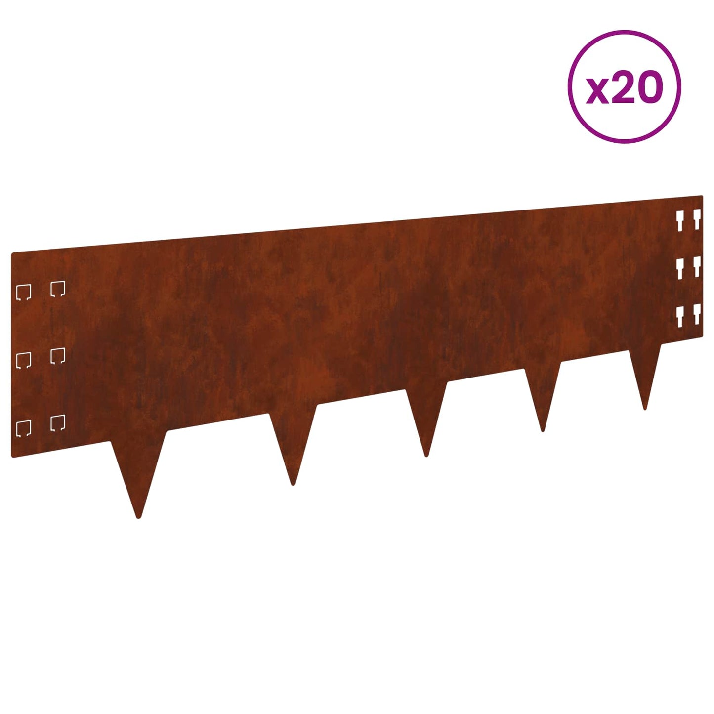 Gjerdekant 20 pcs 100 x 30 cm Stål Rusten