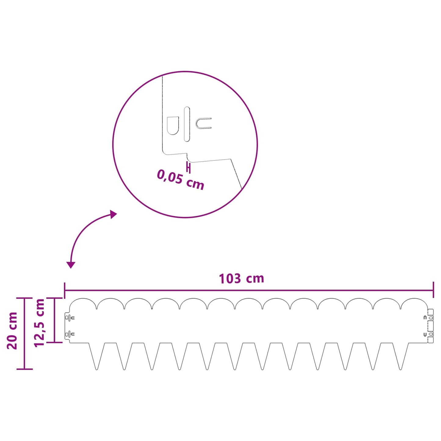 Gjerdekant 10 pcs 103 x 20 cm Stål Sølv