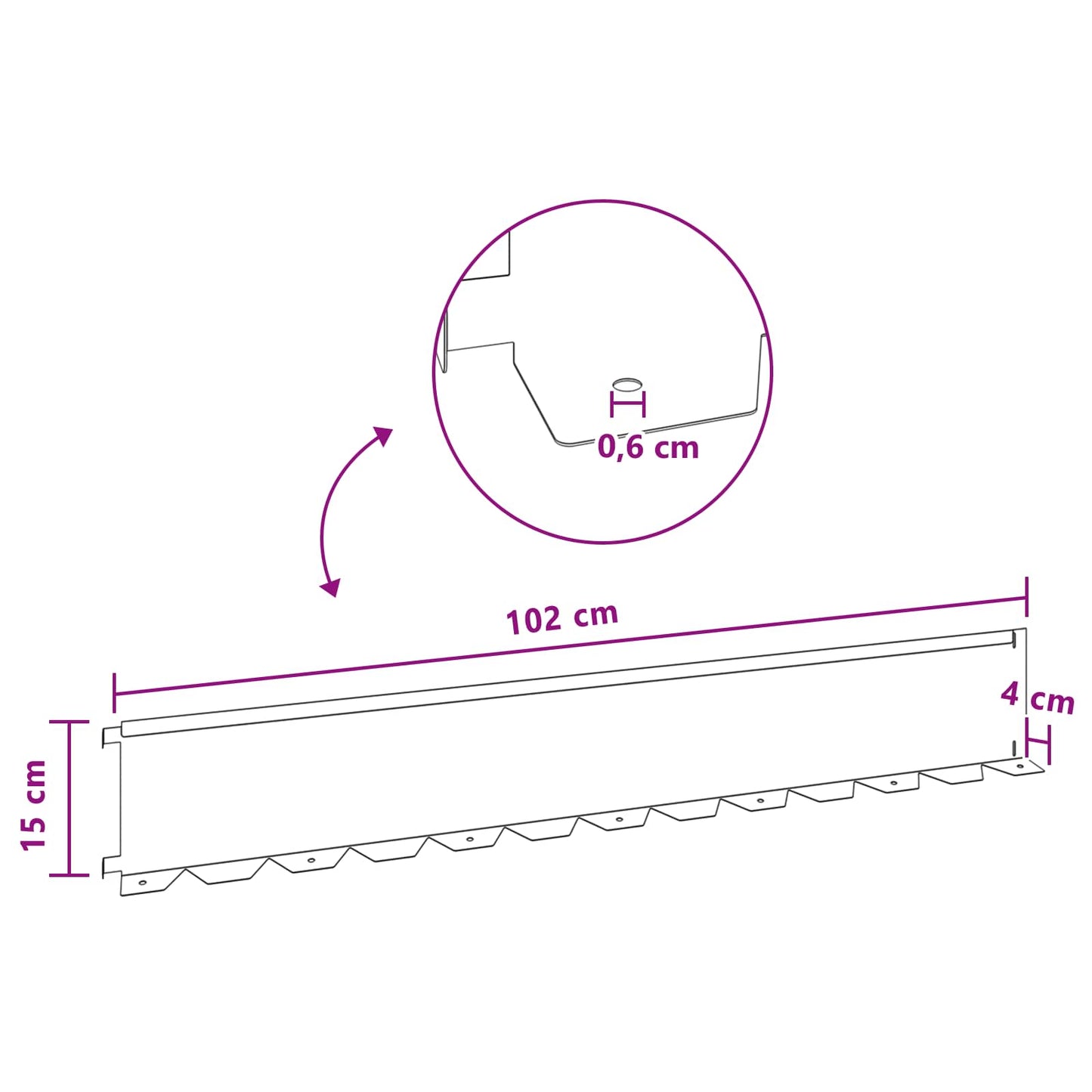 Gjerdekant 30 pcs 102 x 15 x 4 cm Stål Rusten