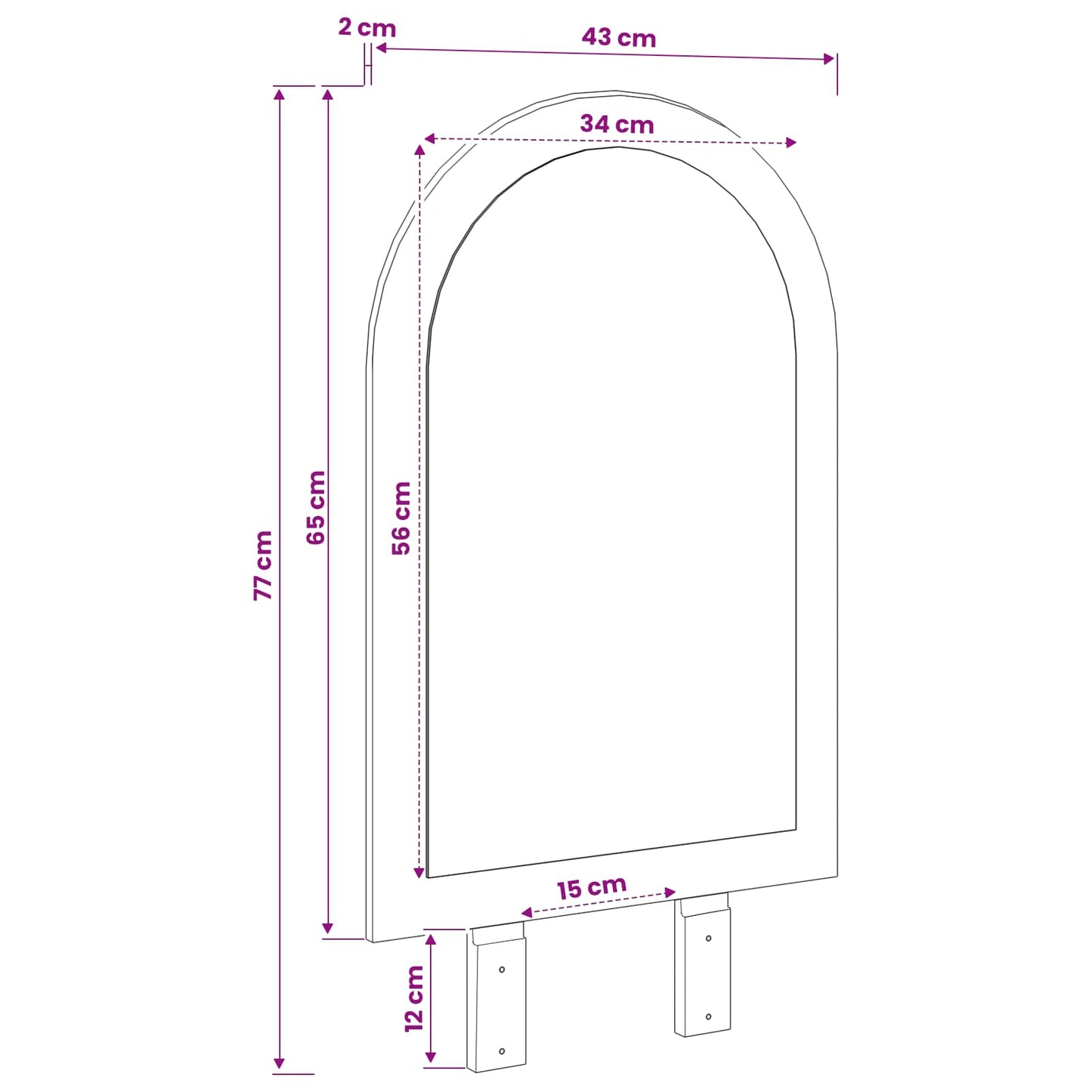 Speil FAUSKE Hvit 43 x 3,5 x 77 cm Ingeniørtre og Solid Furu