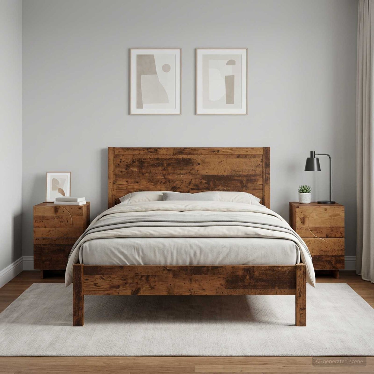 Nattbordskap 2 stk. Eiketre 33,5 x 34,5 x 50 cm Konstruert tre