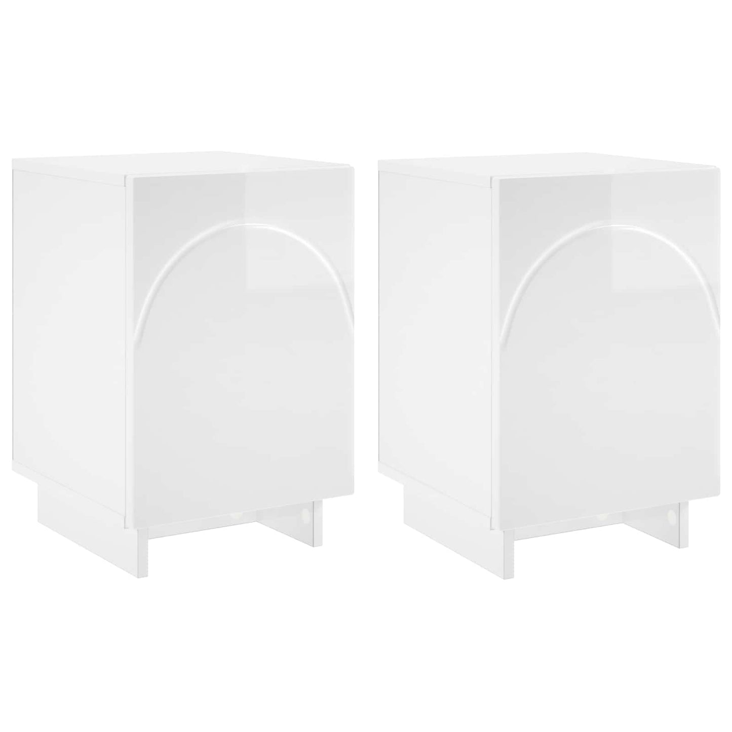 Nattbordskap 2 pcs Høgglans hvit 33,5 x 34,5 x 50 cm