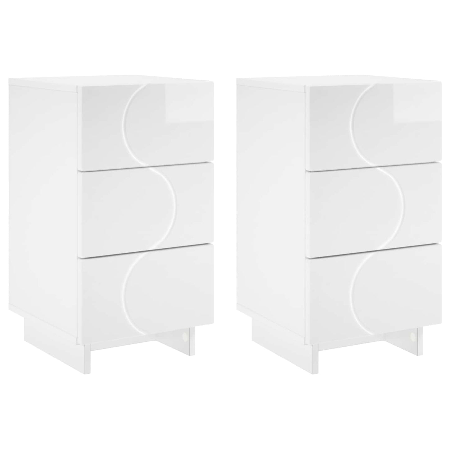 Nattbordskap 2 pcs Høgglans hvit 33,5 x 34,5 x 60 cm