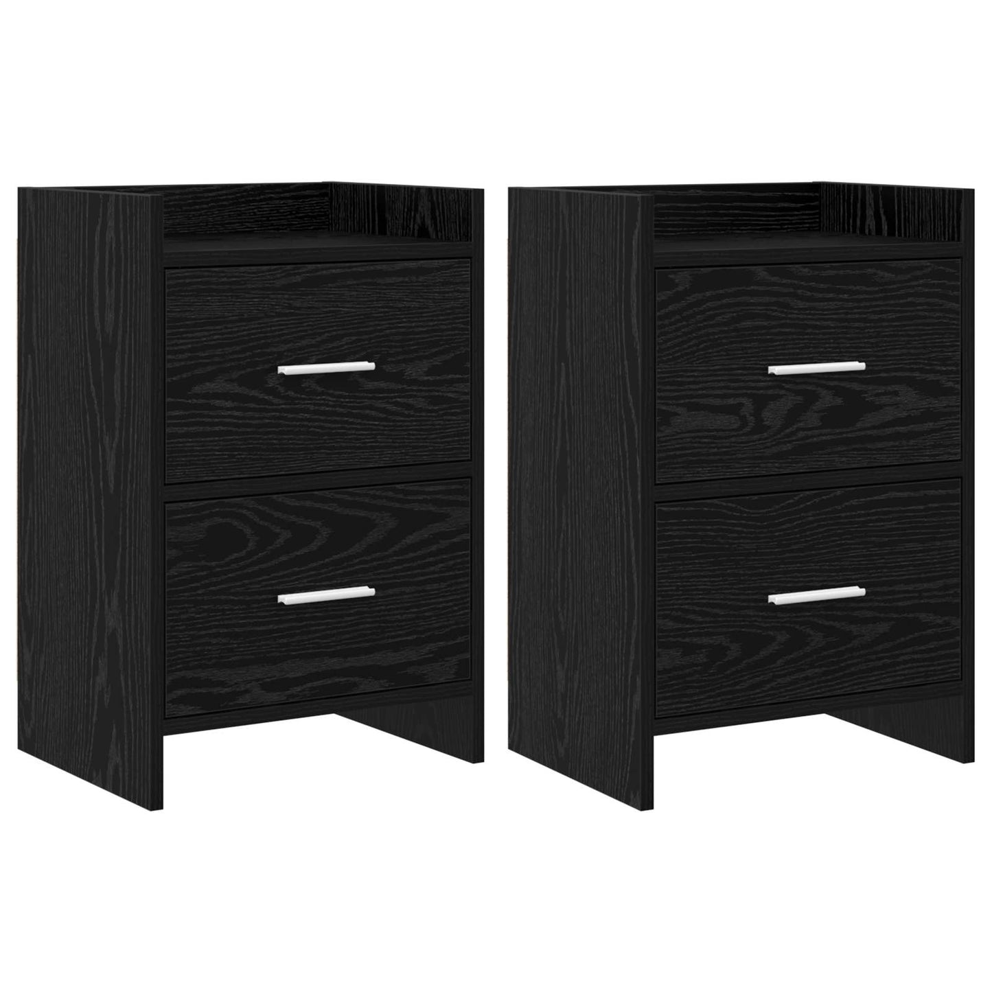 Nattbord 2 pcs Svart eik 40 x 30 x 60 cm Konstruert tre