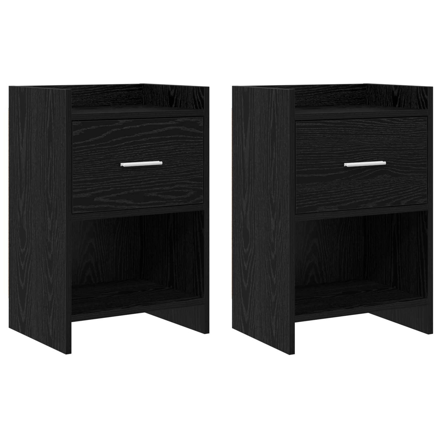 Nattbord 2 pcs Svart eik 40 x 30 x 60 cm Konstruert tre
