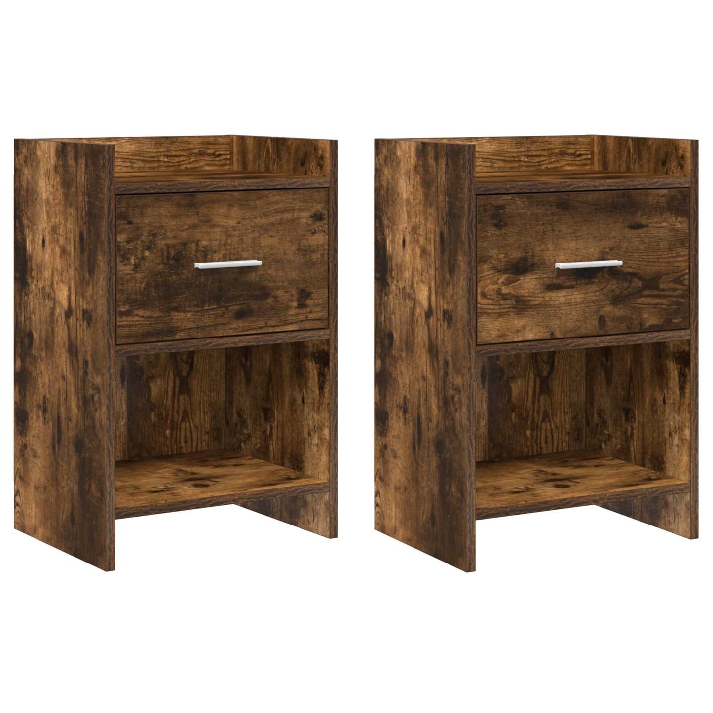 Nattbord 2 pcs Røkt Eik 40 x 30 x 60 cm Konstruert tre