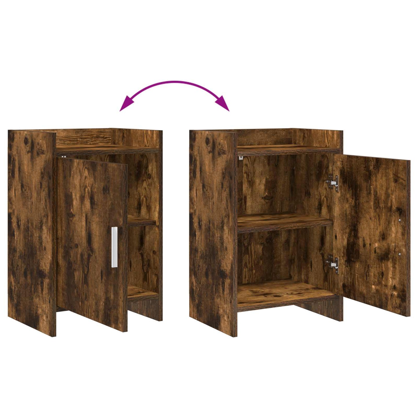 Nattbord 2 pcs Røkt Eik 40 x 30 x 60 cm Konstruert tre