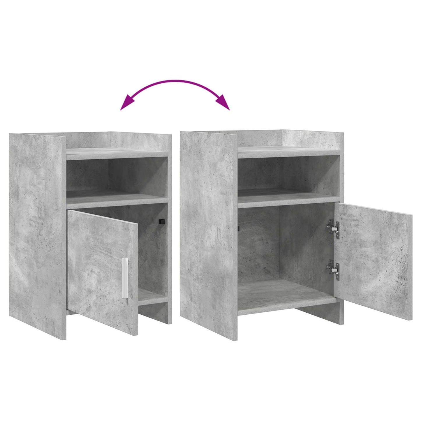 Nattbord 2 pcs Betonggrå 40 x 36 x 60 cm Konstruert tre