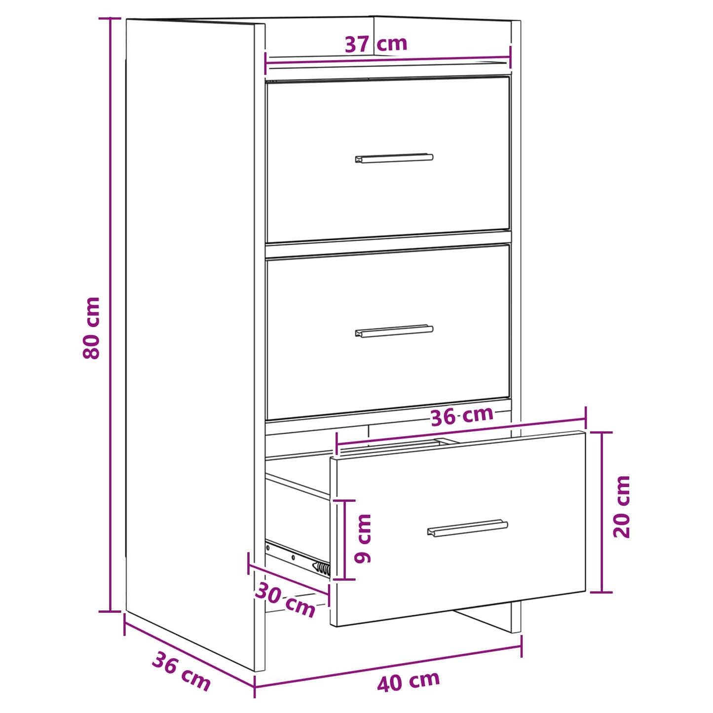 Serviesskap Hvit 40 x 36 x 80 cm Konstruert tre