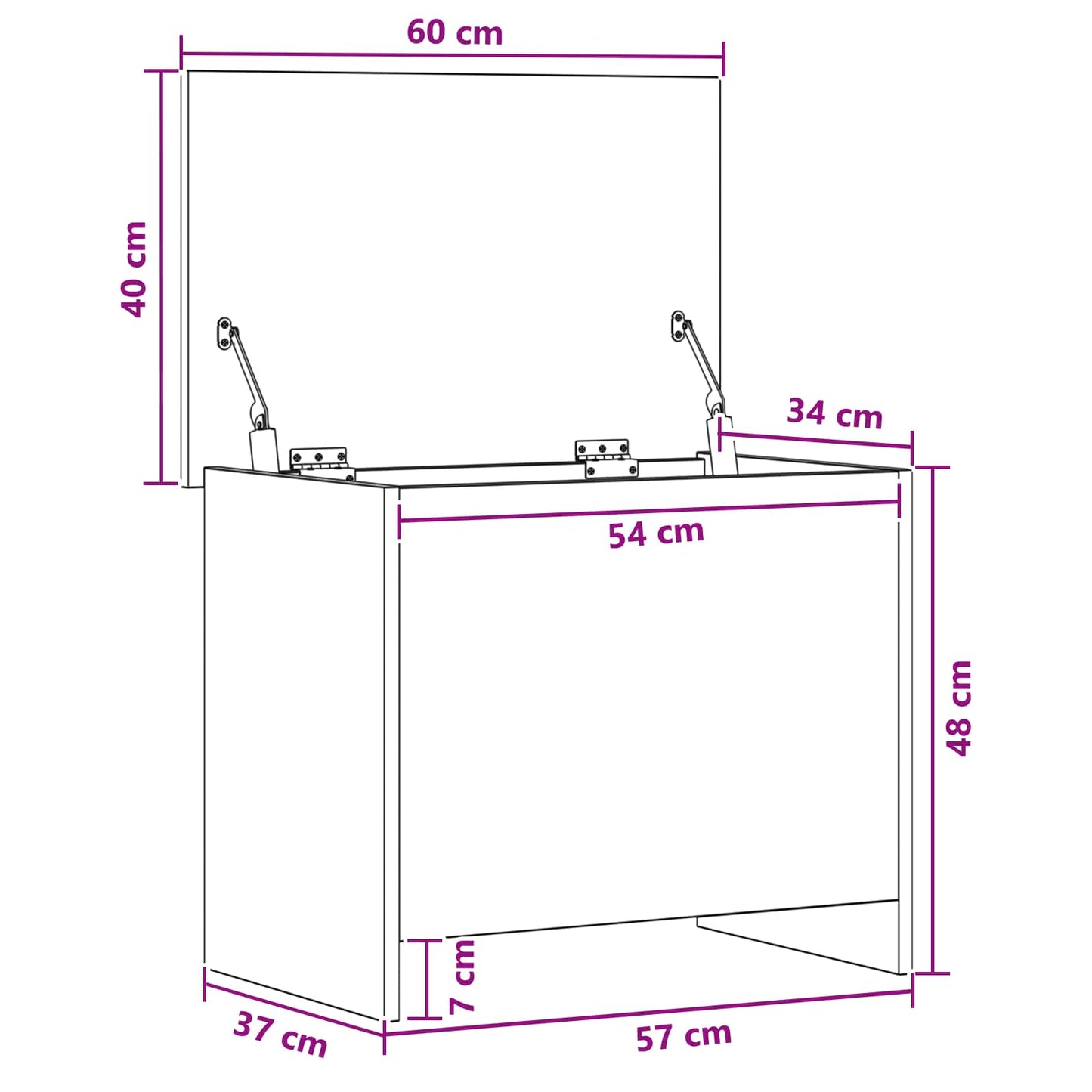 Oppbevaringskiste Gammelt tre 60 x 40 x 50 cm Konstruert tre