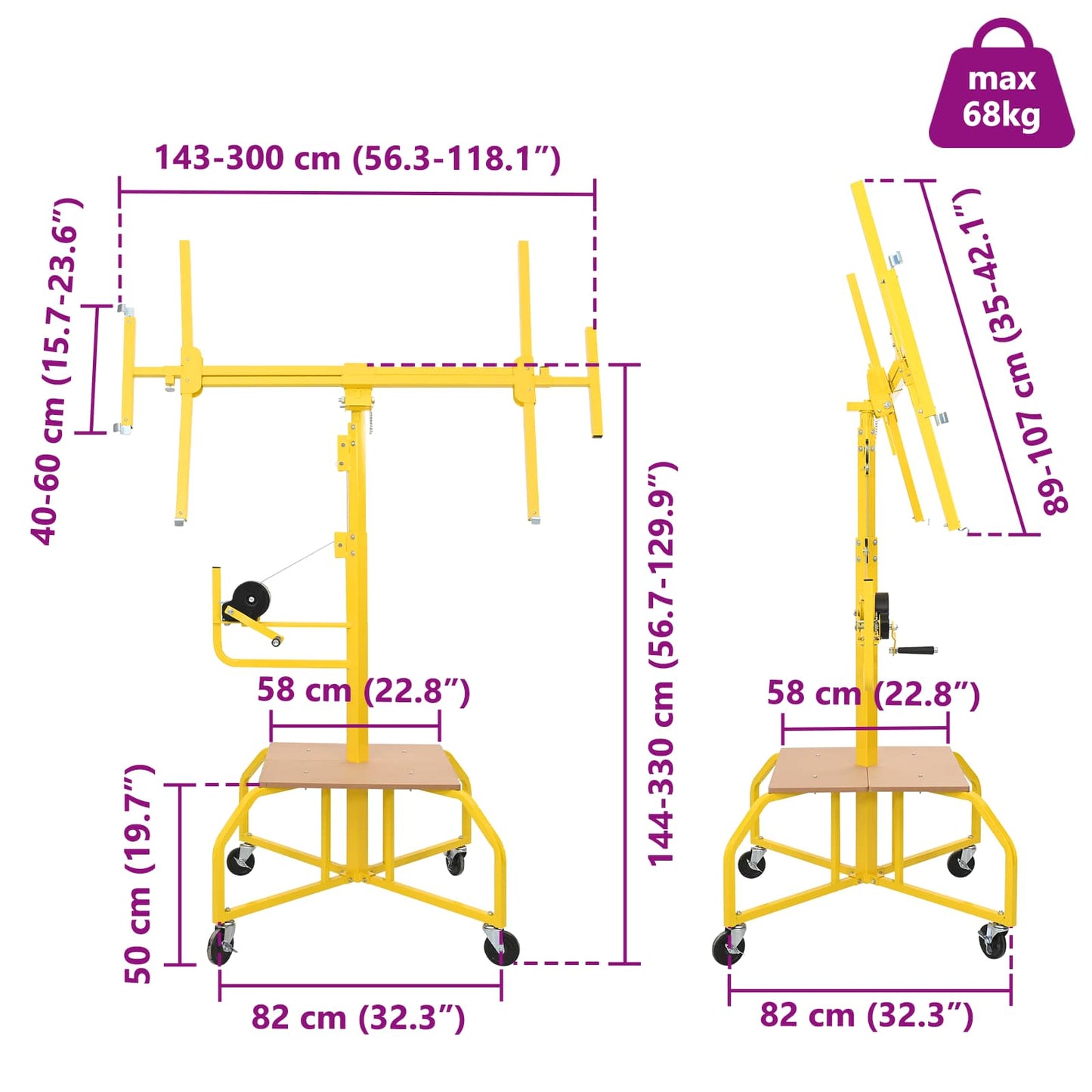 Gipsplater Lifter Gul 300 x 107 x 330 cm Stål
