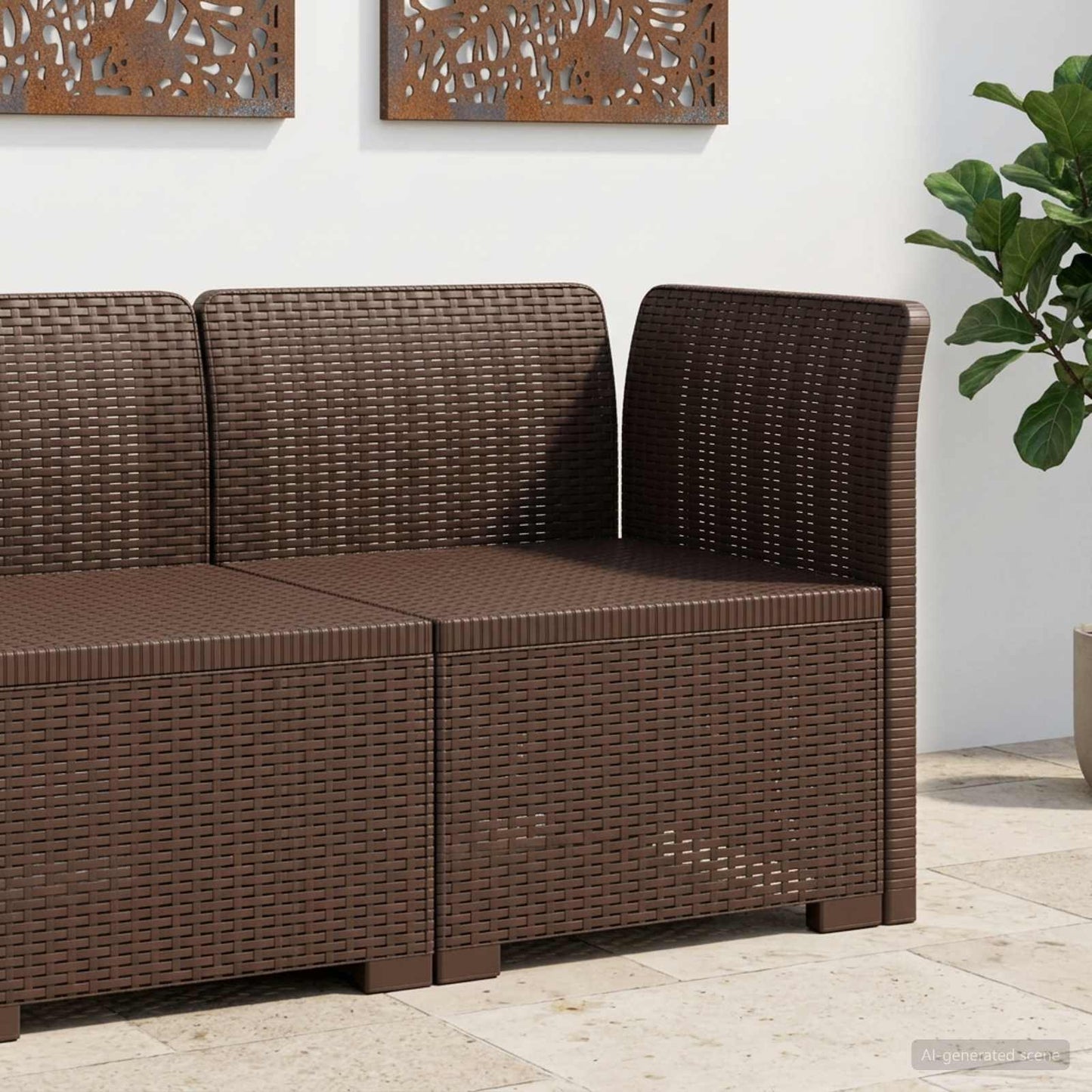 1-seters Hage Sofa Rattan Utseende PP Brun