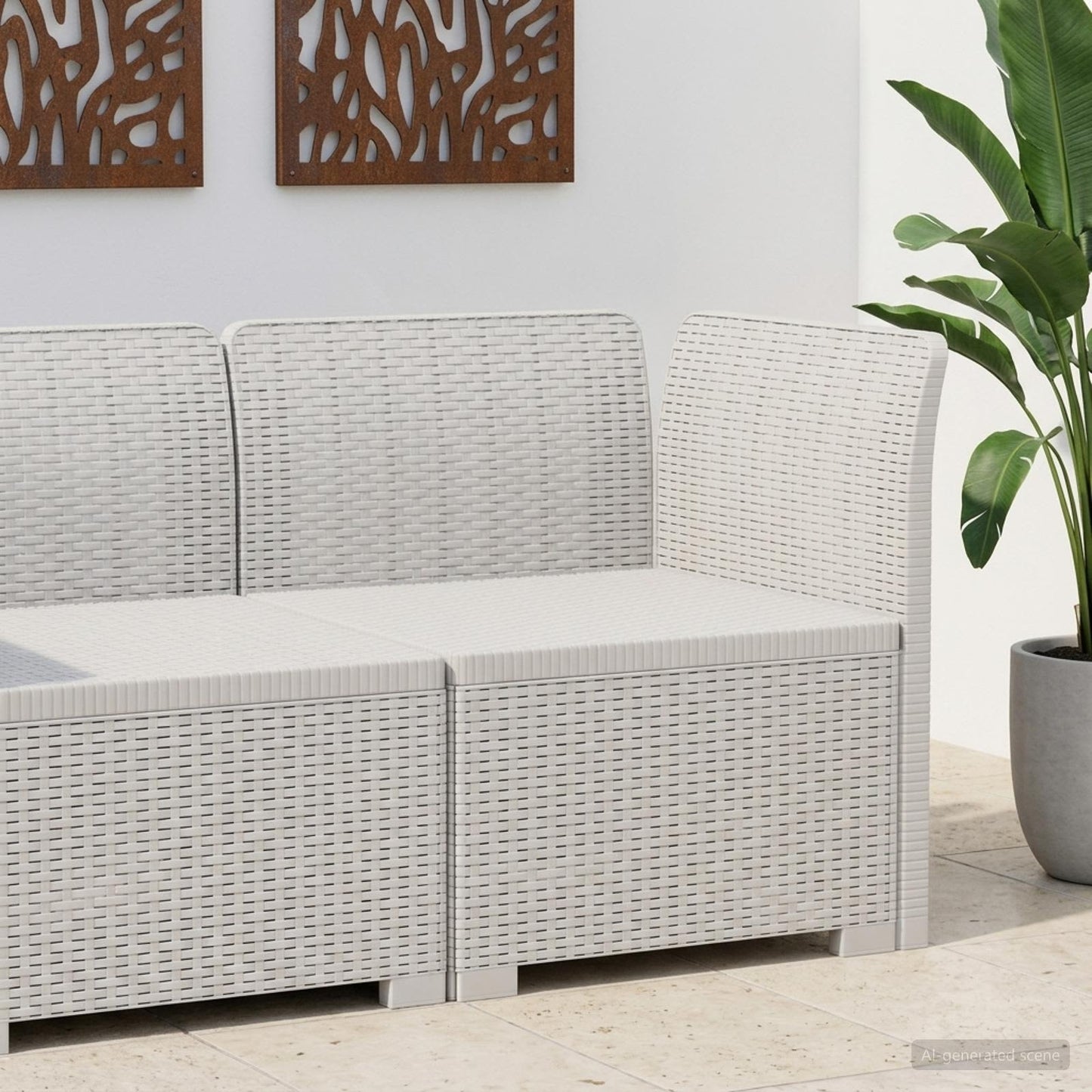 1-seters Hage Sofa Rattan Utseende PP Hvit