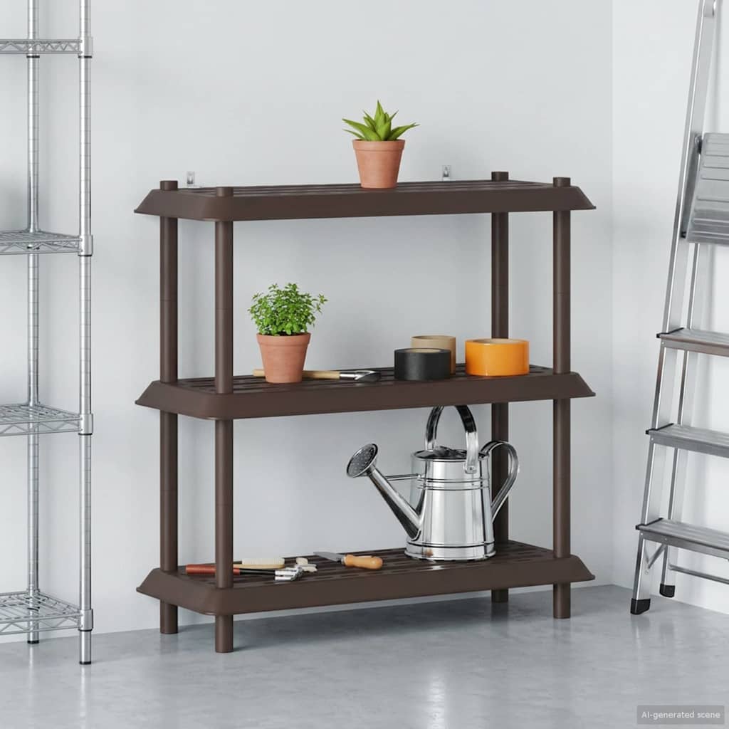 Hyllesystem 3 nivåer 100 x 40 x 96 cm PP Brun