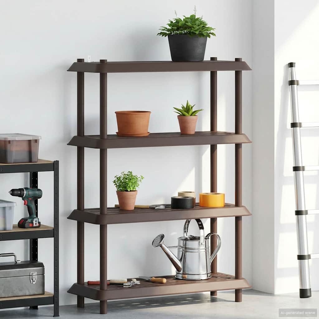 Hyllesystem 4 nivåer 100 x 40 x 136,5 cm PP Brun