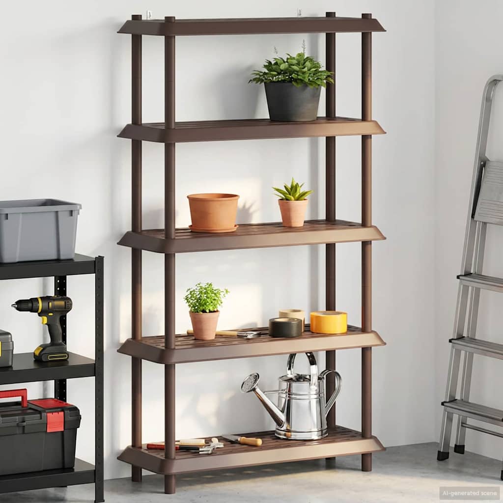 Hyllesystem 5 nivåer 100 x 40 x 177 cm PP Brun