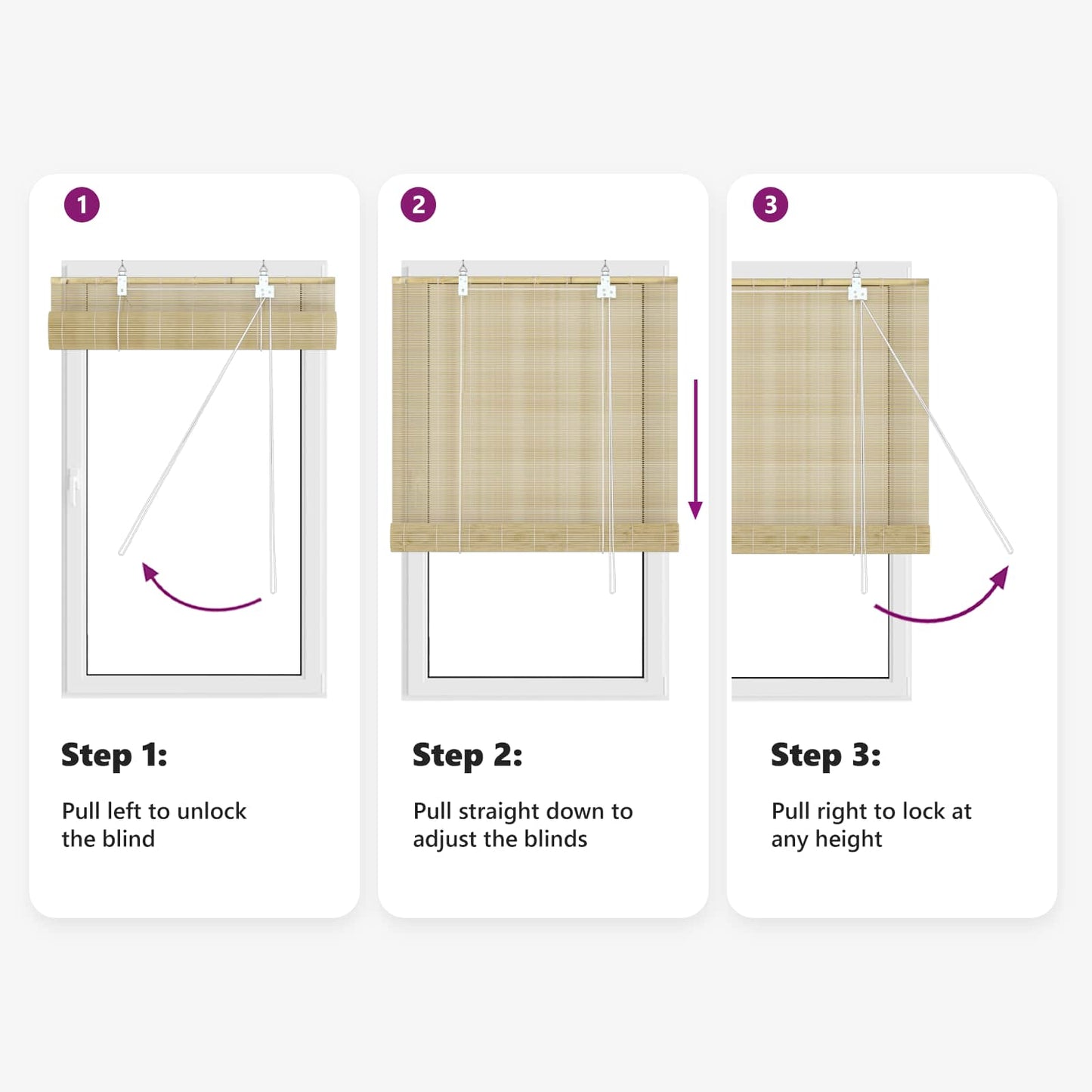 Rullegardin Naturlig 110 x 160 cm Bambus