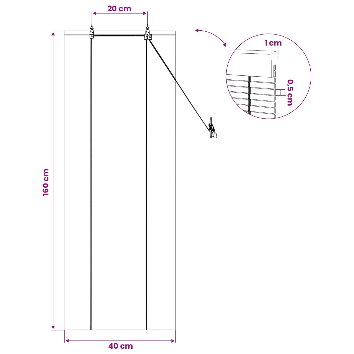 Rullegardin Naturlig 40 x 160 cm Bambus