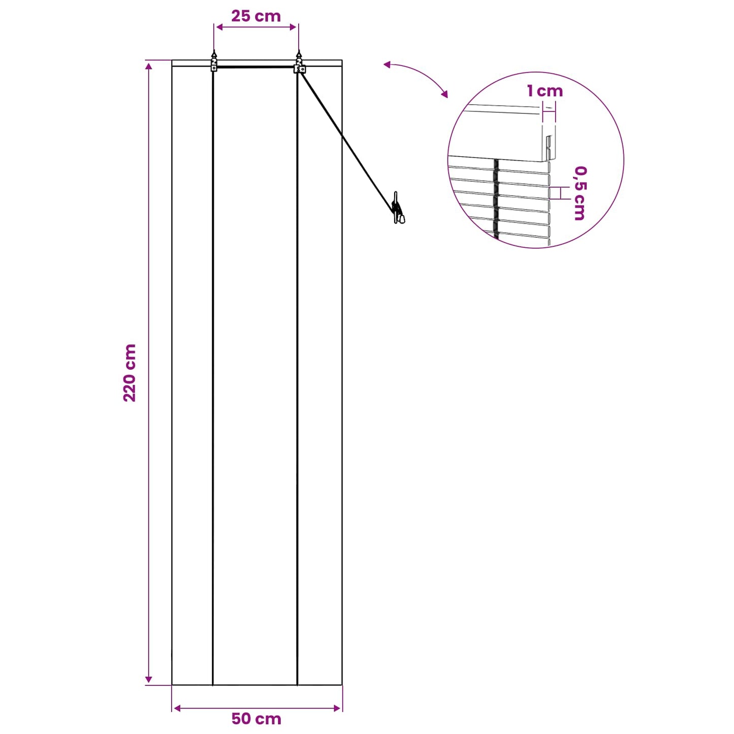 Rullegardin Naturlig 50 x 220 cm Bambus