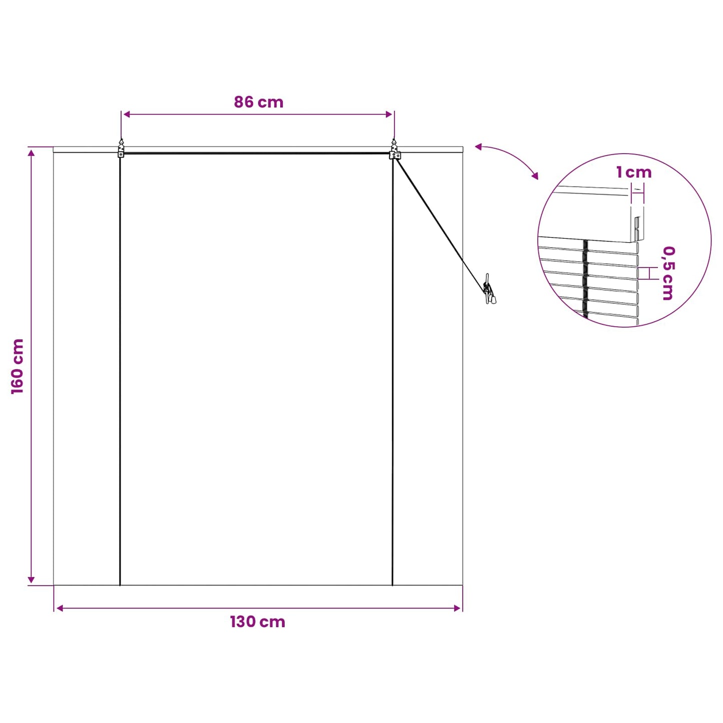 Rullegardin Naturlig 130 x 160 cm Bambus