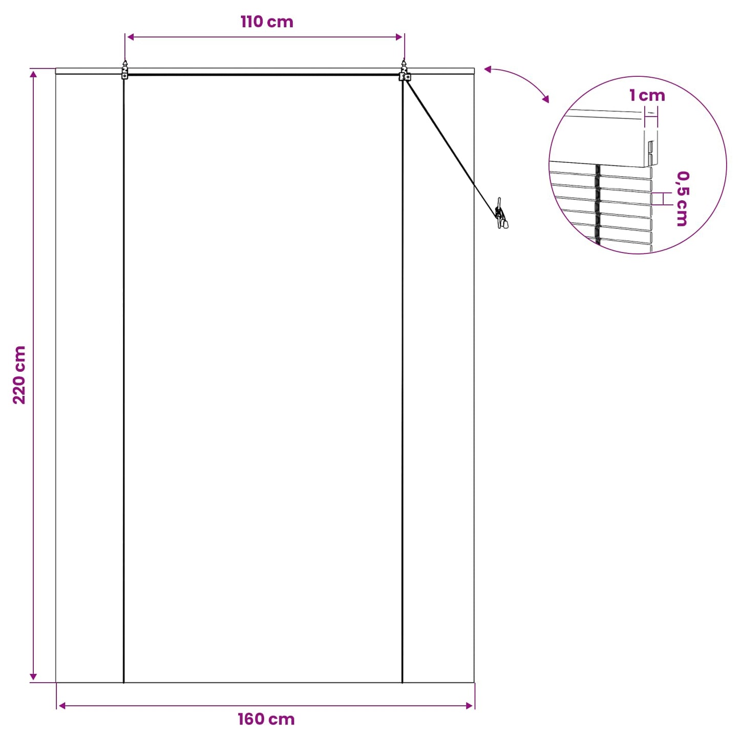 Rullegardin Naturlig 160 x 220 cm Bambus