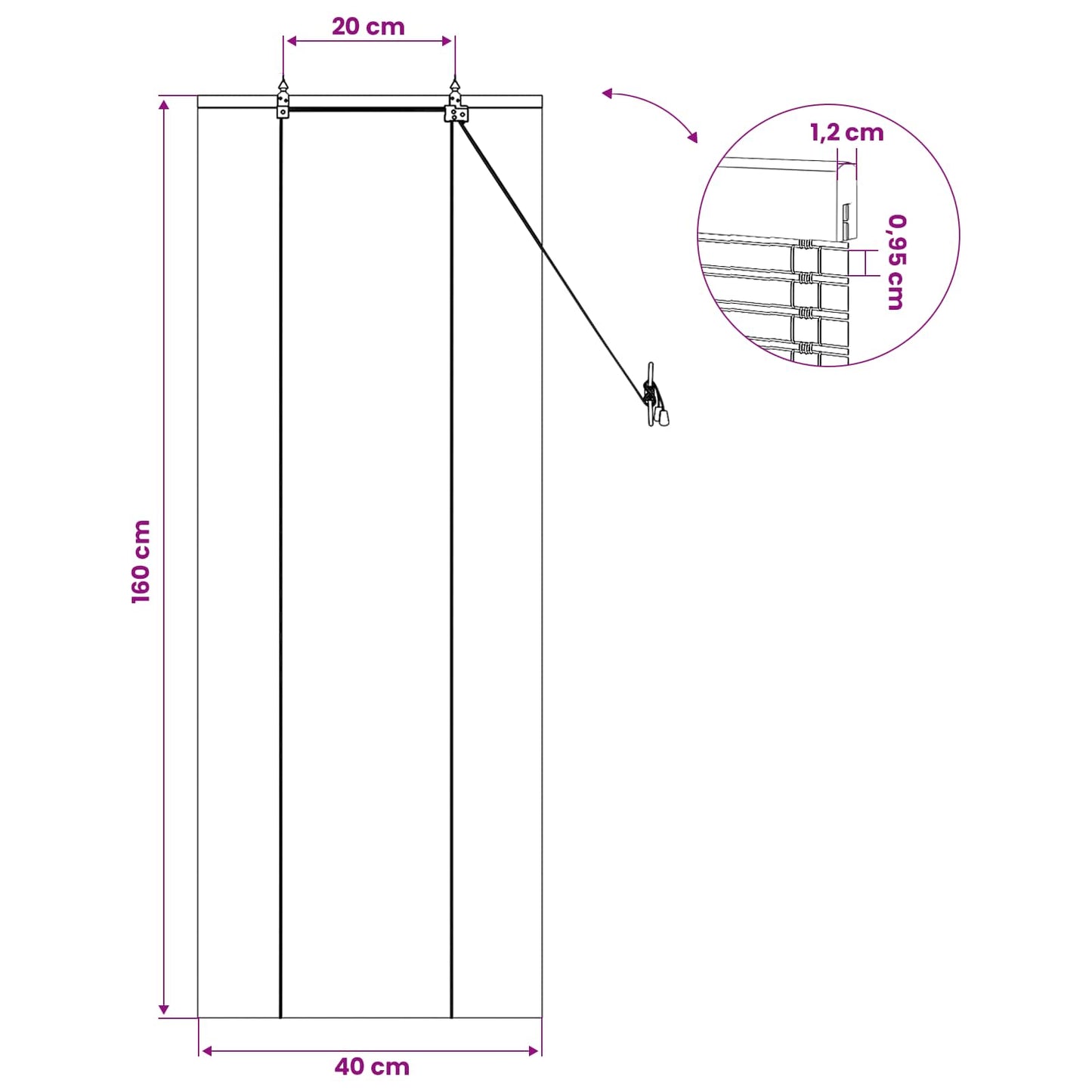 Rullegardin Natur 40 x 160 cm Bambus