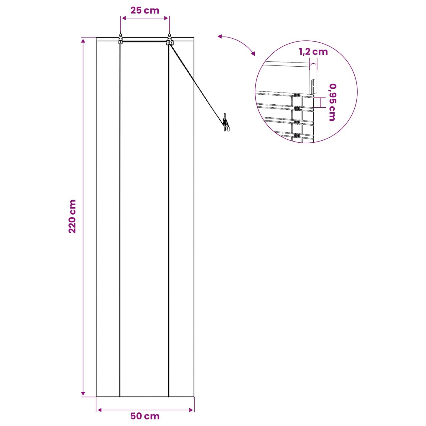 Rullegardin Natur 50 x 220 cm Bambus