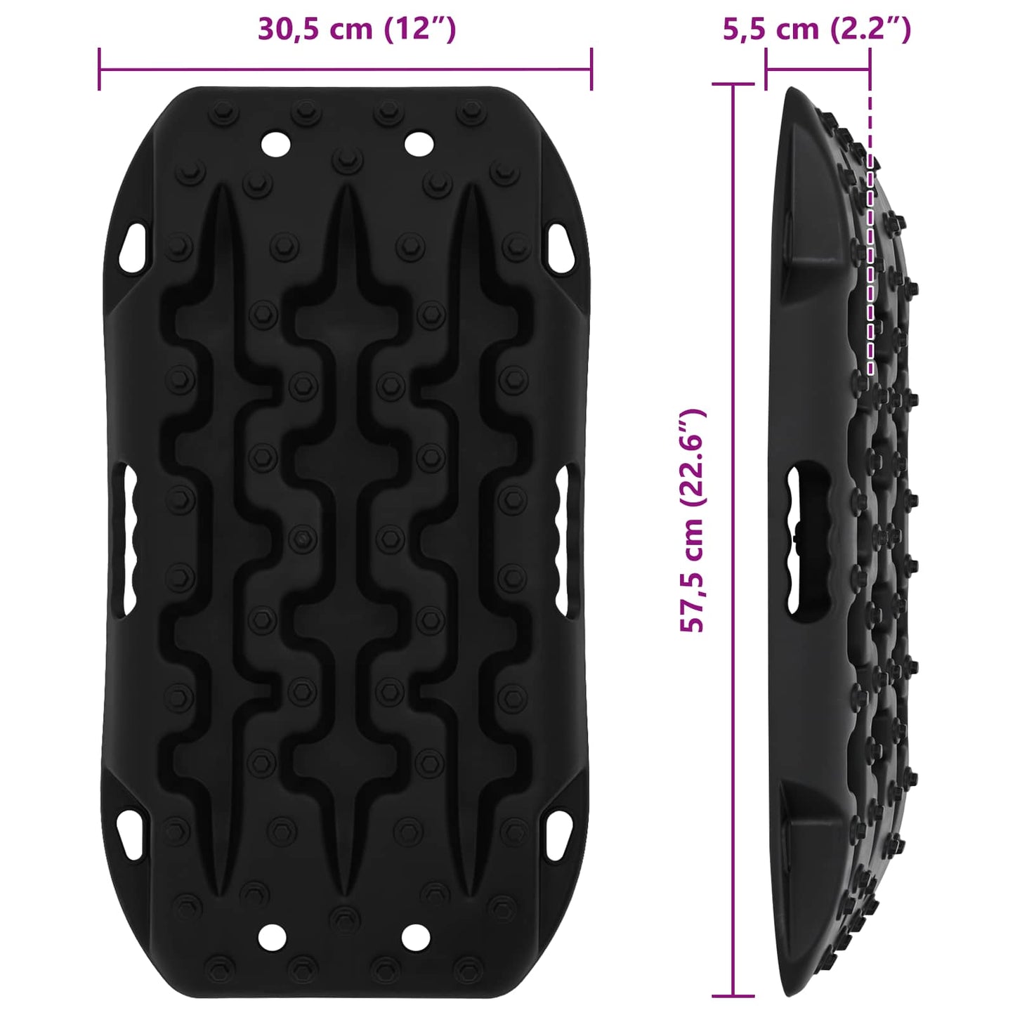 Traction Board 2 pcs Svart 57,5x30,5x5,5 cm Forsterket nylon