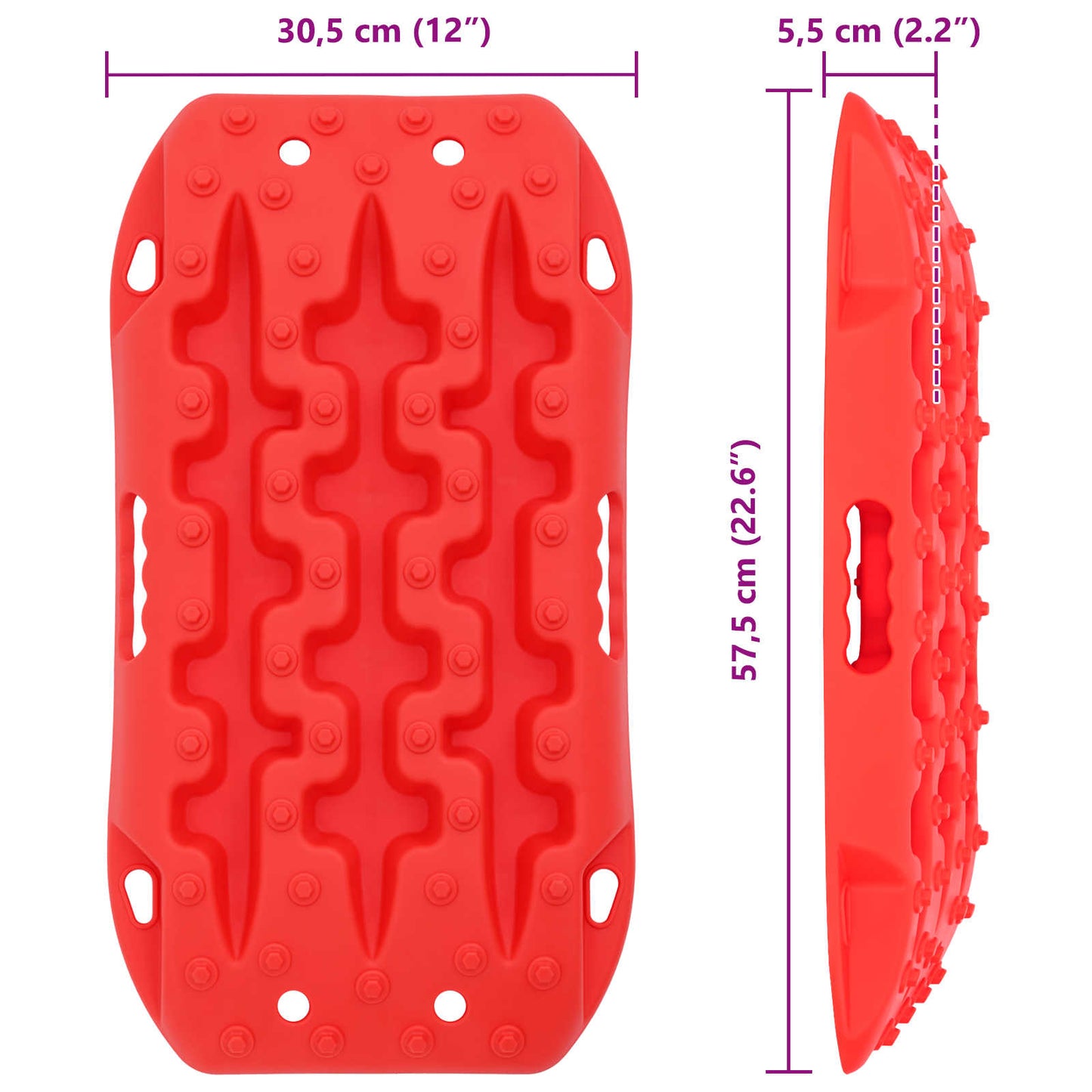 Traction Board 2 pcs Rød 57,5 x 30,5 x 5,5 cm Forsterket nylon