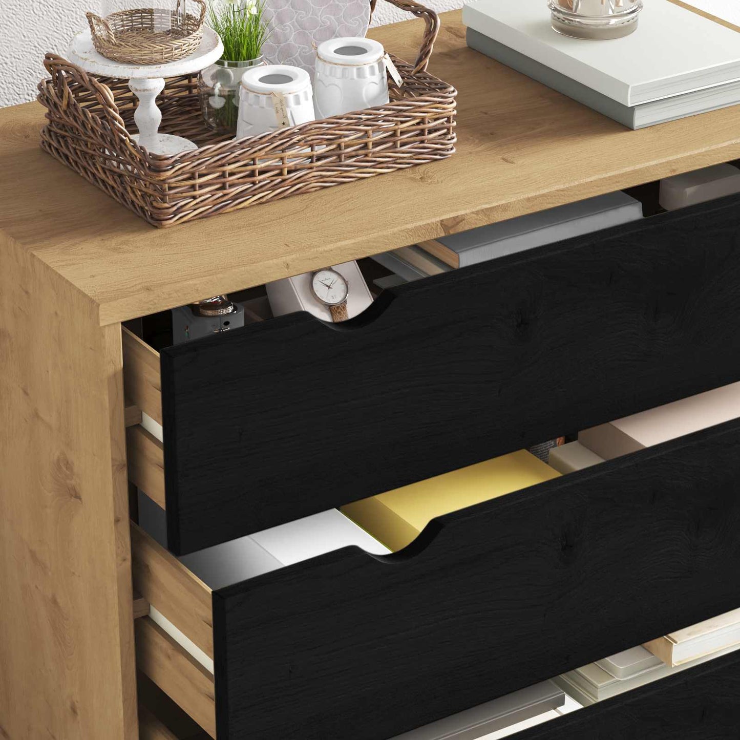 Kommode med skuff OTTA Svart 76,5 x 39,5 x 90 cm Heltre furu