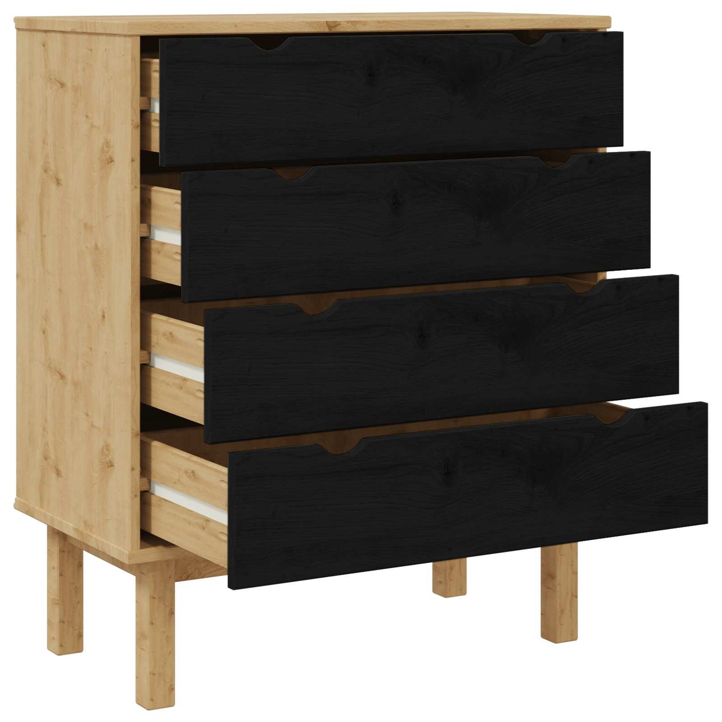 Kommode med skuff OTTA Svart 76,5 x 39,5 x 90 cm Heltre furu