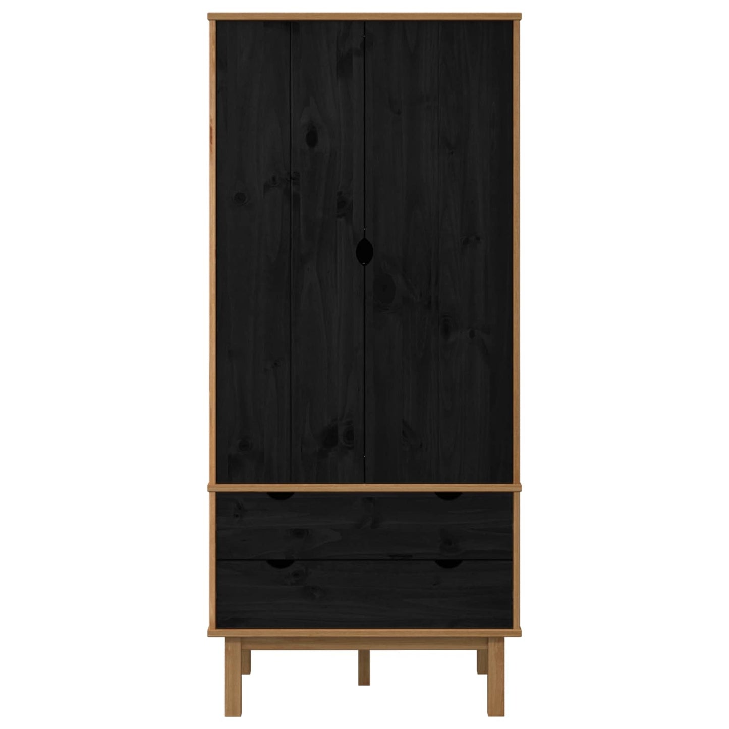 Garderobeskap med dør OTTA Svart 76,5 x 53 x 172 cm Heltre furu