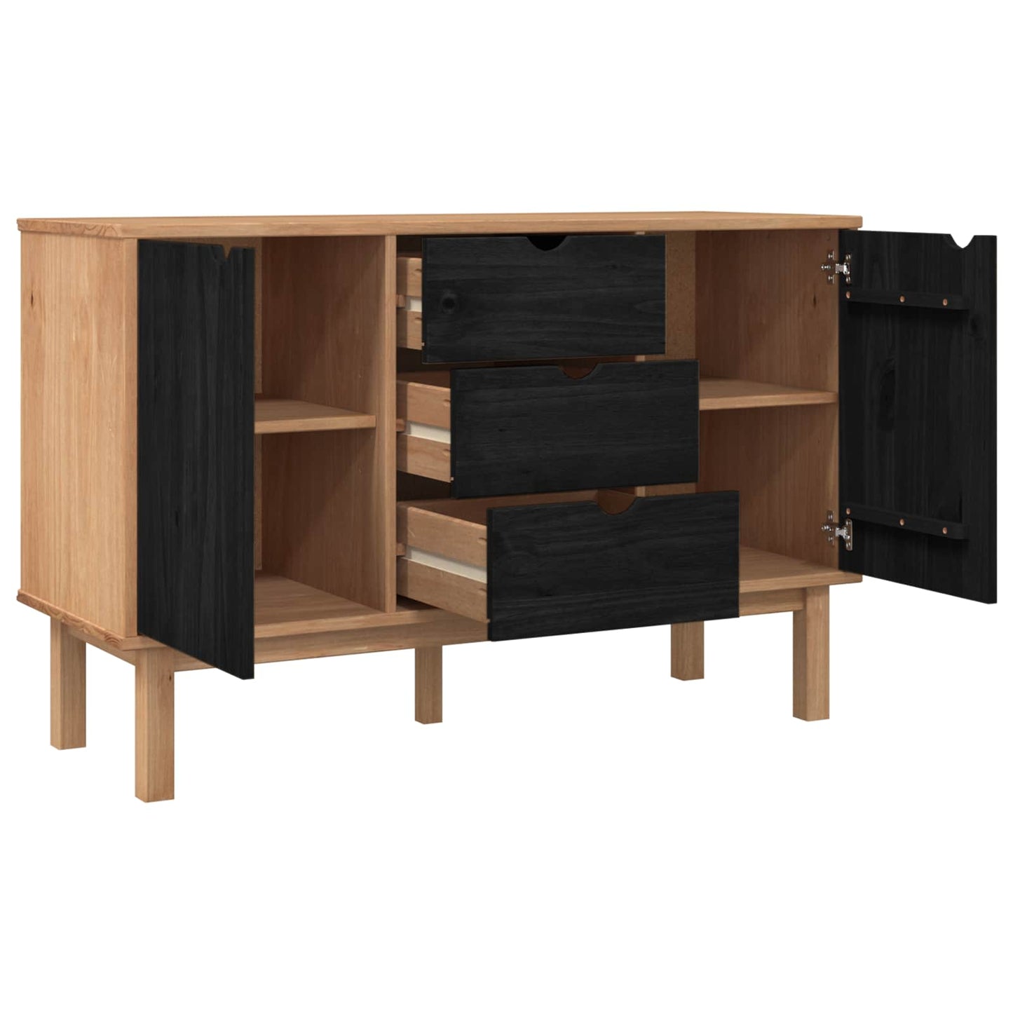 Serviesskap OTTA Svart 113,5 x 43 x 73 cm Heltre furu