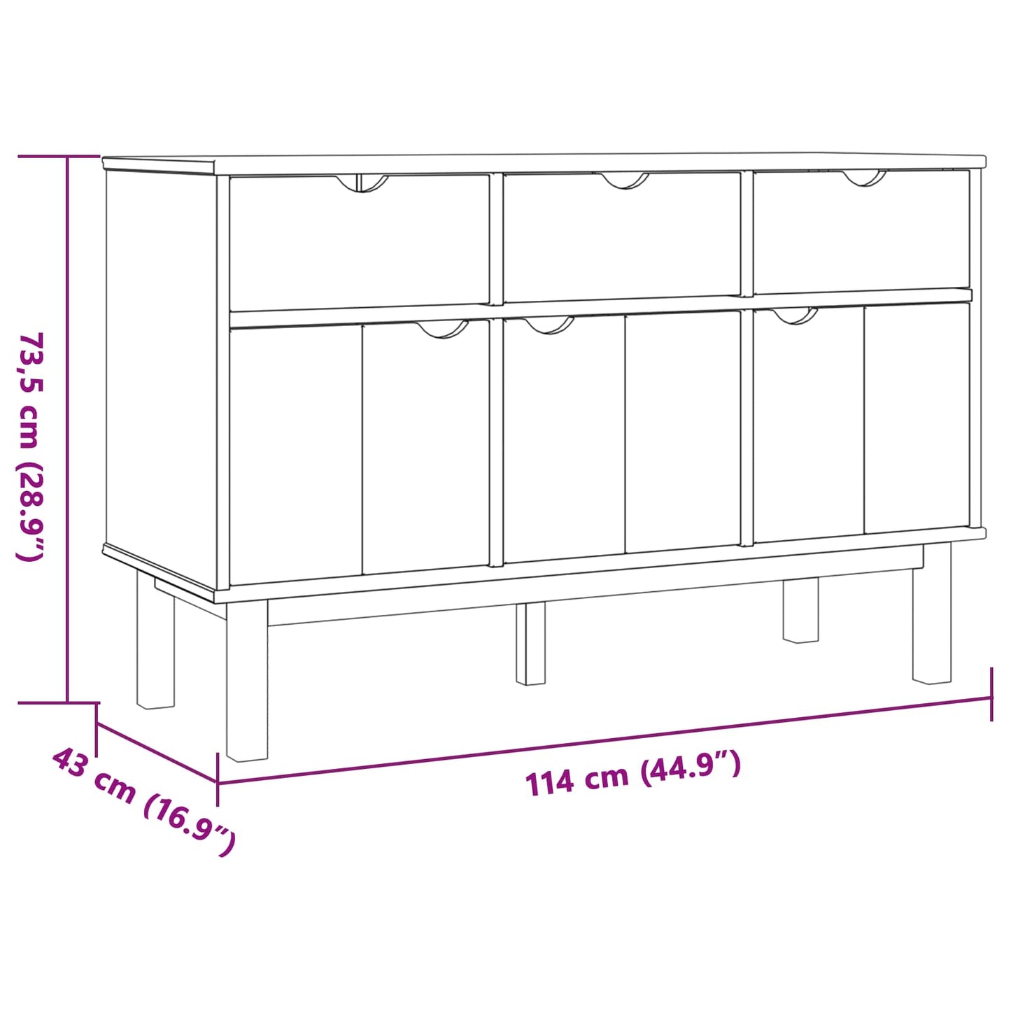 Serviesskap OTTA Brun og svart 114 x 43 x 73,5 cm