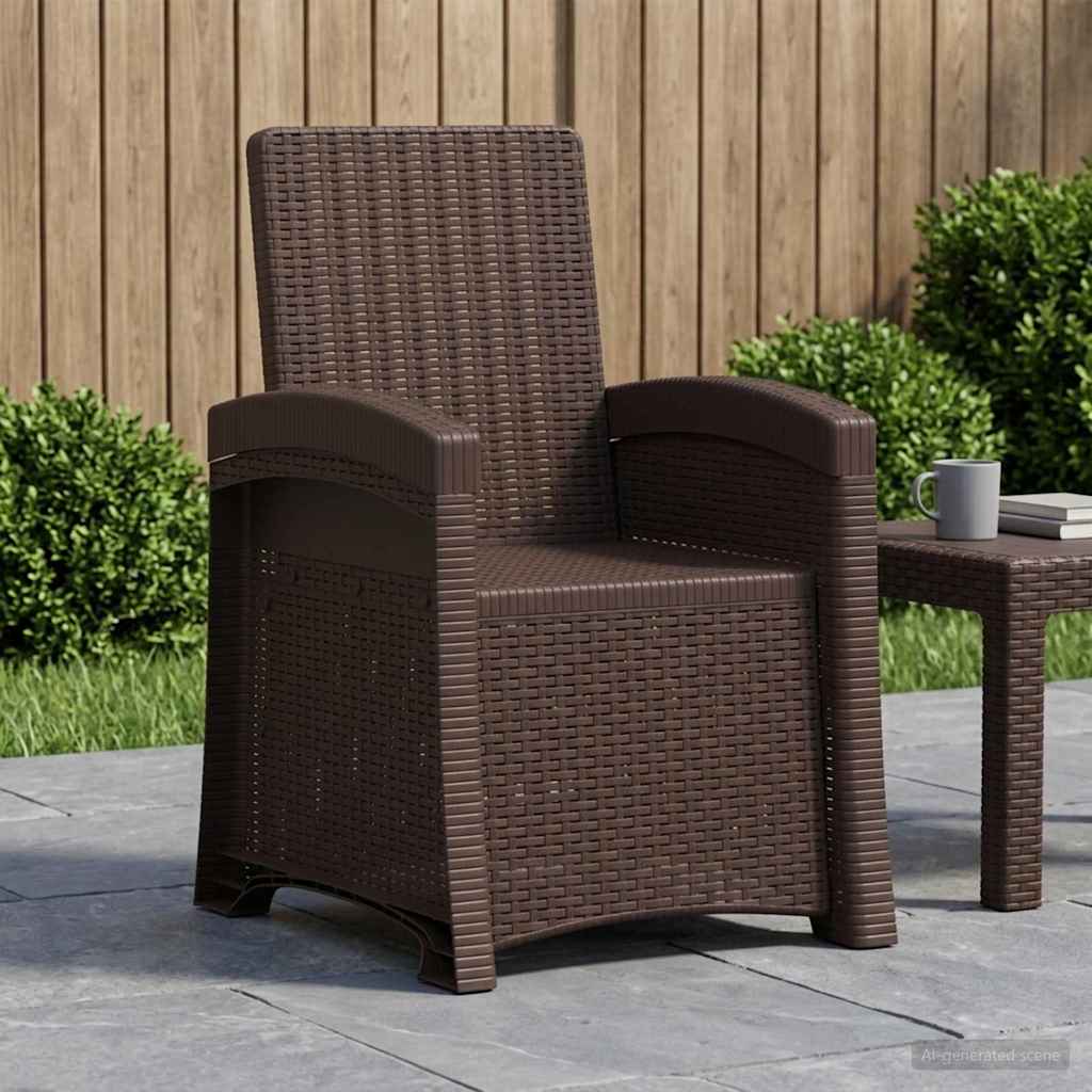 Lenestol for hage med rattan-look Brun PP