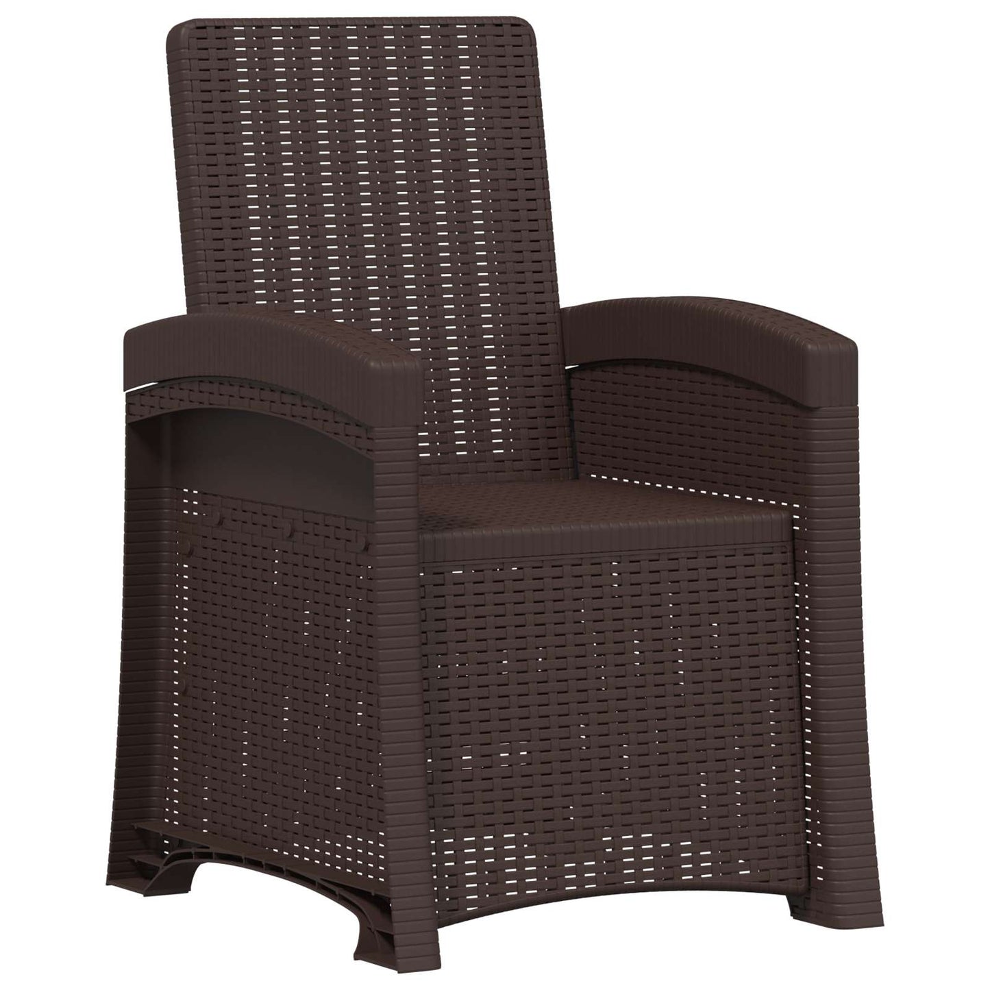 Lenestol for hage med rattan-look 2 pcs Brun PP