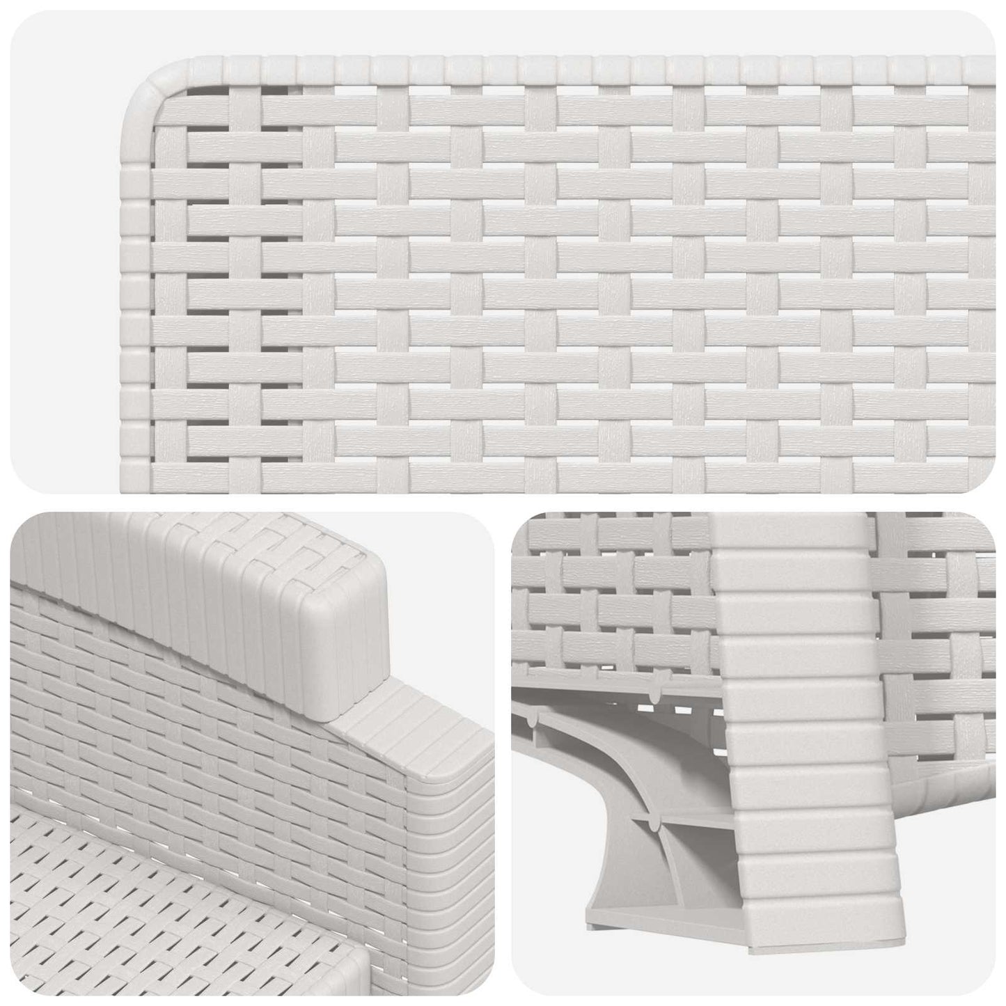 Lenestol for hage med rattan-look 2 pcs Hvit PP
