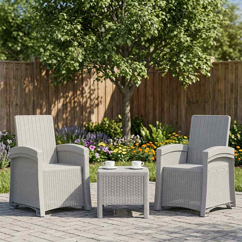 Lenestol for hage med rattan-look 2 pcs Hvit PP